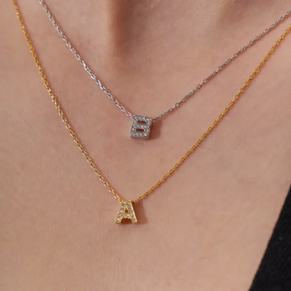 Mini Zirkon Taşlı Harf Kolye