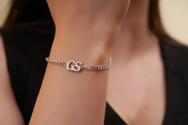 İki Harf Unisex Bileklik 925 Ayar Gümüş