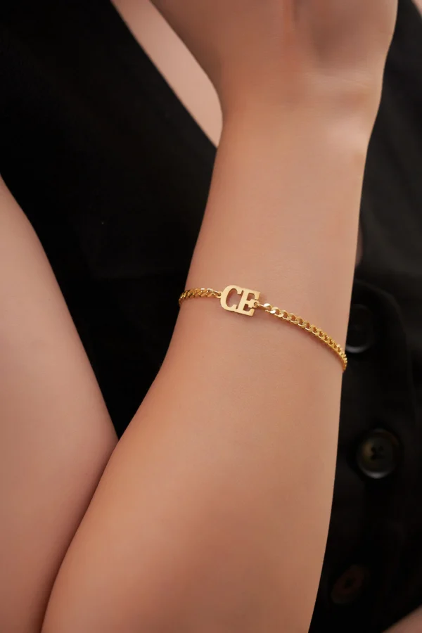 İki Harf Unisex Bileklik 925 Ayar Gümüş