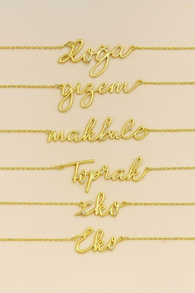Döküm Taşlı İsim Kolye 925 Ayar Gümüş