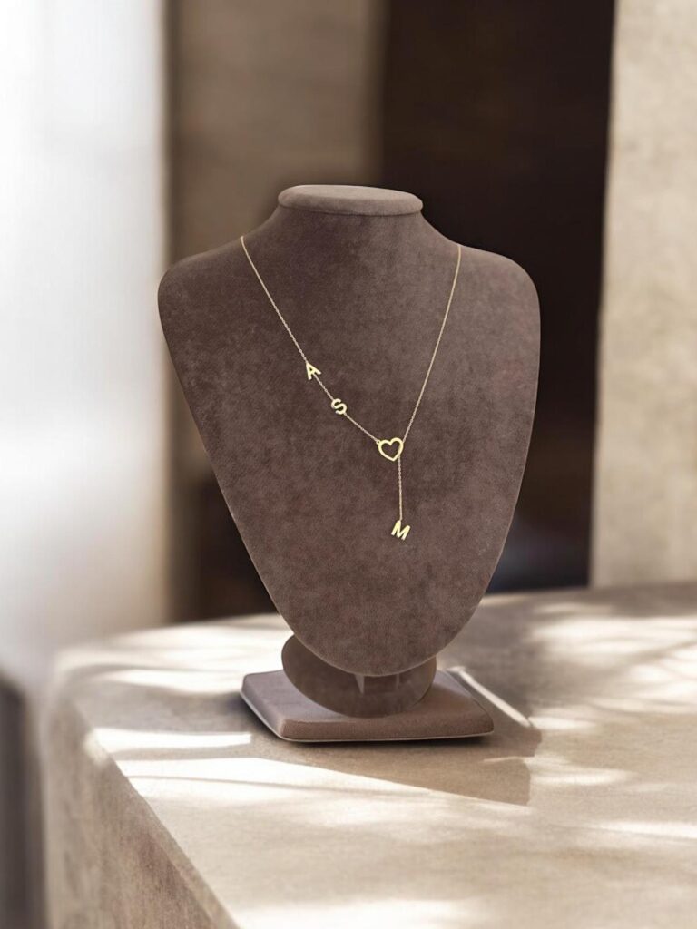 Dangling Aşk Bağı Harfli Kalp Kolye 925 Ayar Gümüş